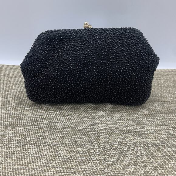 VTG Richere Black Hand Beaded Evening Clutch Bag Japan - Picture 4 of 7